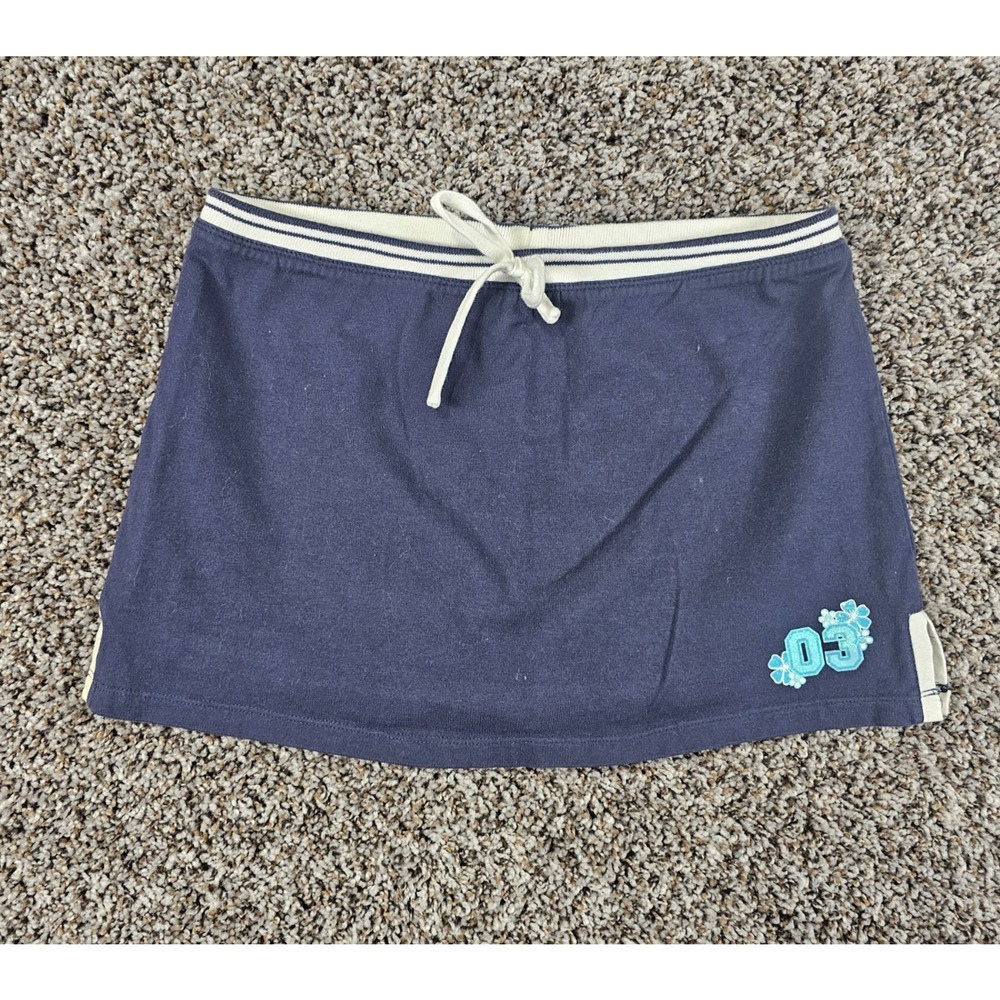 Vintage Y2K Green Dog Girls Sz L Cotton Mini Skirt Skort Navy Blue